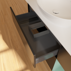 Тумба под раковину Villeroy & Boch Finion 120х50,1 см с подсветкой МДФ черный матовый лак/стекло белое матовое GA51GMPD