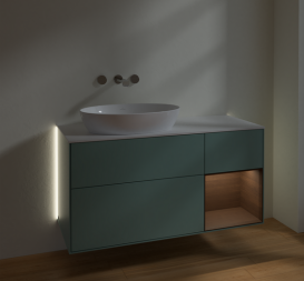 Тумба под раковину Villeroy & Boch Finion 120х50,1 см с подсветкой МДФ оливковый матовый лак/стекло белое матовое GA51GNGM