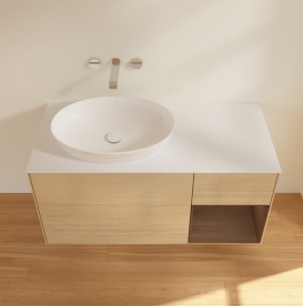 Тумба под раковину Villeroy & Boch Finion 120х50,1 см с подсветкой МДФ шпон дуба/стекло белое матовое GA51GNPC