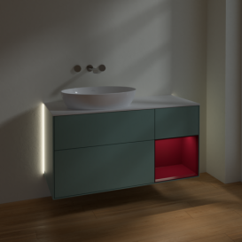 Тумба под раковину Villeroy & Boch Finion 120х50,1 см с подсветкой МДФ оливковый матовый лак/стекло белое матовое GA51HBGM