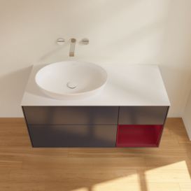 Тумба под раковину Villeroy & Boch Finion 120х50,1 см с подсветкой МДФ темно-синий матовый лак/стекло белое матовое GA51HBHG