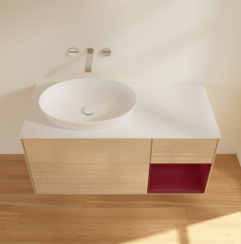 Тумба под раковину Villeroy & Boch Finion 120х50,1 см с подсветкой МДФ шпон дуба/стекло белое матовое GA51HBPC