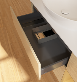 Тумба под раковину Villeroy & Boch Finion 120х50,1 см с подсветкой МДФ шпон дуба/стекло белое матовое GA51HFPC