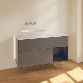Тумба под раковину Villeroy & Boch Finion 120х50,1 см с подсветкой МДФ антрацит матовый лак/стекло белое матовое GA51HGGK