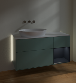 Тумба под раковину Villeroy & Boch Finion 120х50,1 см с подсветкой МДФ оливковый матовый лак/стекло белое матовое GA51HGGM