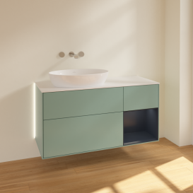 Тумба под раковину Villeroy & Boch Finion 120х50,1 см с подсветкой МДФ оливковый матовый лак/стекло белое матовое GA51HGGM