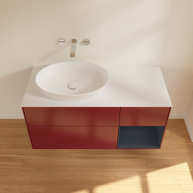 Тумба под раковину Villeroy & Boch Finion 120х50,1 см с подсветкой МДФ пион матовый лак/стекло белое матовое GA51HGHB