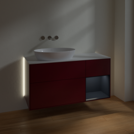 Тумба под раковину Villeroy & Boch Finion 120х50,1 см с подсветкой МДФ пион матовый лак/стекло белое матовое GA51HGHB