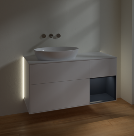 Тумба под раковину Villeroy & Boch Finion 120х50,1 см с подсветкой МДФ белый матовый лак/стекло белое матовое GA51HGMT