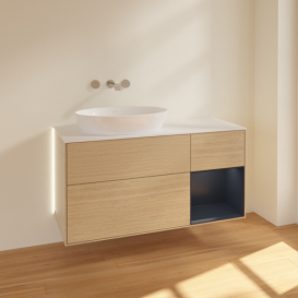 Тумба под раковину Villeroy & Boch Finion 120х50,1 см с подсветкой МДФ шпон дуба/стекло белое матовое GA51HGPC