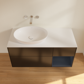 Тумба под раковину Villeroy & Boch Finion 120х50,1 см с подсветкой МДФ черный матовый лак/стекло белое матовое GA51HGPD