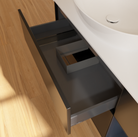 Тумба под раковину Villeroy & Boch Finion 120х50,1 см с подсветкой МДФ черный матовый лак/стекло белое матовое GA51HGPD