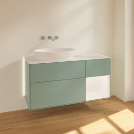 Тумба под раковину Villeroy & Boch Finion 120х50,1 см с подсветкой МДФ оливковый матовый лак/стекло белое матовое GA51MTGM