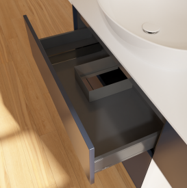 Тумба под раковину Villeroy & Boch Finion 120х50,1 см с подсветкой МДФ темно-синий матовый лак/стекло белое матовое GA51MTHG