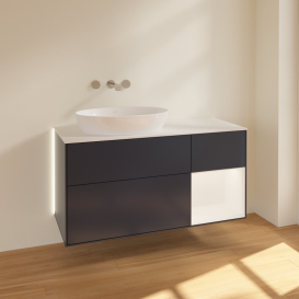 Тумба под раковину Villeroy & Boch Finion 120х50,1 см с подсветкой МДФ темно-синий матовый лак/стекло белое матовое GA51MTHG