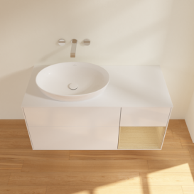 Тумба под раковину Villeroy & Boch Finion 120х50,1 см с подсветкой МДФ глянцевый белый лак/стекло белое матовое GA51PCGF