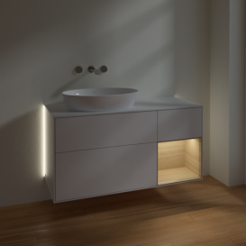 Тумба под раковину Villeroy & Boch Finion 120х50,1 см с подсветкой МДФ глянцевый белый лак/стекло белое матовое GA51PCGF