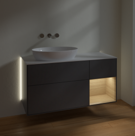 Тумба под раковину Villeroy & Boch Finion 120х50,1 см с подсветкой МДФ антрацит матовый лак/стекло белое матовое GA51PCGK