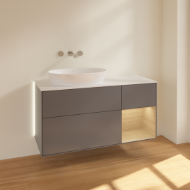 Тумба под раковину Villeroy & Boch Finion 120х50,1 см с подсветкой МДФ антрацит матовый лак/стекло белое матовое GA51PCGK