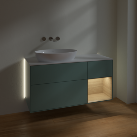Тумба под раковину Villeroy & Boch Finion 120х50,1 см с подсветкой МДФ оливковый матовый лак/стекло белое матовое GA51PCGM