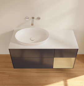 Тумба под раковину Villeroy & Boch Finion 120х50,1 см с подсветкой МДФ темно-синий матовый лак/стекло белое матовое GA51PCHG