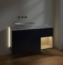 Тумба под раковину Villeroy & Boch Finion 120х50,1 см с подсветкой МДФ темно-синий матовый лак/стекло белое матовое GA51PCHG