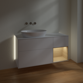 Тумба под раковину Villeroy & Boch Finion 120х50,1 см с подсветкой МДФ белый матовый лак/стекло белое матовое GA51PCMT