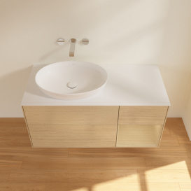 Тумба под раковину Villeroy & Boch Finion 120х50,1 см с подсветкой МДФ шпон дуба/стекло белое матовое GA51PCPC