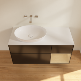 Тумба под раковину Villeroy & Boch Finion 120х50,1 см с подсветкой МДФ черный матовый лак/стекло белое матовое GA51PCPD