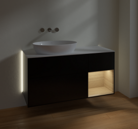 Тумба под раковину Villeroy & Boch Finion 120х50,1 см с подсветкой МДФ черный матовый лак/стекло белое матовое GA51PCPD