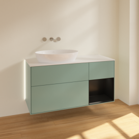 Тумба под раковину Villeroy & Boch Finion 120х50,1 см с подсветкой МДФ оливковый матовый лак/стекло белое матовое GA51PDGM