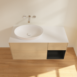 Тумба під раковину Villeroy & Boch Finion 120х50,1 см із підсвічуванням МДФ шпон дуба/скло біле матове GA51PDPC