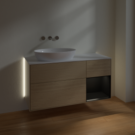 Тумба под раковину Villeroy & Boch Finion 120х50,1 см с подсветкой МДФ шпон дуба/стекло белое матовое GA51PDPC
