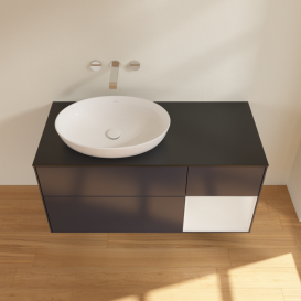 Тумба под раковину Villeroy & Boch Finion 120х50,1 см с подсветкой МДФ темно-синий матовый лак/стекло черное матовое GA52GFHG