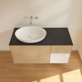 Тумба под раковину Villeroy & Boch Finion 120х50,1 см с подсветкой МДФ шпон дуба/стекло черное матовое GA52GFPC