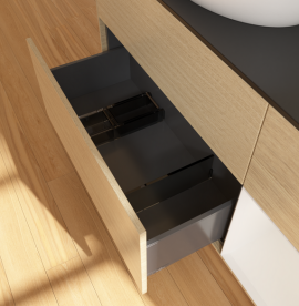 Тумба под раковину Villeroy & Boch Finion 120х50,1 см с подсветкой МДФ шпон дуба/стекло черное матовое GA52GFPC