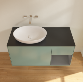 Тумба под раковину Villeroy & Boch Finion 120х50,1 см с подсветкой МДФ оливковый матовый лак/стекло черное матовое GA52GKGM