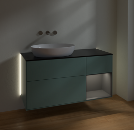 Тумба под раковину Villeroy & Boch Finion 120х50,1 см с подсветкой МДФ оливковый матовый лак/стекло черное матовое GA52GKGM