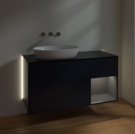 Тумба под раковину Villeroy & Boch Finion 120х50,1 см с подсветкой МДФ темно-синий матовый лак/стекло черное матовое GA52GKHG