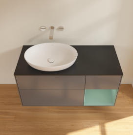 Тумба под раковину Villeroy & Boch Finion 120х50,1 см с подсветкой МДФ антрацит матовый лак/стекло черное матовое GA52GMGK