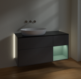 Тумба под раковину Villeroy & Boch Finion 120х50,1 см с подсветкой МДФ антрацит матовый лак/стекло черное матовое GA52GMGK
