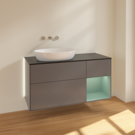 Тумба под раковину Villeroy & Boch Finion 120х50,1 см с подсветкой МДФ антрацит матовый лак/стекло черное матовое GA52GMGK