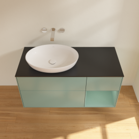 Тумба под раковину Villeroy & Boch Finion 120х50,1 см с подсветкой МДФ оливковый матовый лак/стекло черное матовое GA52GMGM