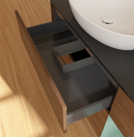 Тумба под раковину Villeroy & Boch Finion 120х50,1 см с подсветкой МДФ шпон грецкого ореха/стекло черное матовое GA52GMGN