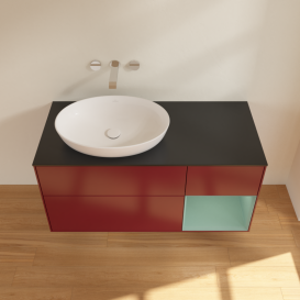 Тумба под раковину Villeroy & Boch Finion 120х50,1 см с подсветкой МДФ пион матовый лак/стекло черное матовое GA52GMHB