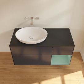 Тумба под раковину Villeroy & Boch Finion 120х50,1 см с подсветкой МДФ темно-синий матовый лак/стекло черное матовое GA52GMHG