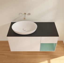 Тумба под раковину Villeroy & Boch Finion 120х50,1 см с подсветкой МДФ белый матовый лак/стекло черное матовое GA52GMMT