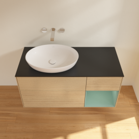 Тумба под раковину Villeroy & Boch Finion 120х50,1 см с подсветкой МДФ шпон дуба/стекло черное матовое GA52GMPC