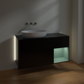 Тумба под раковину Villeroy & Boch Finion 120х50,1 см с подсветкой МДФ черный матовый лак/стекло черное матовое GA52GMPD