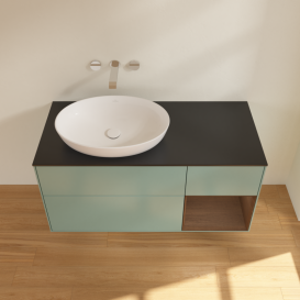 Тумба под раковину Villeroy & Boch Finion 120х50,1 см с подсветкой МДФ оливковый матовый лак/стекло черное матовое GA52GNGM